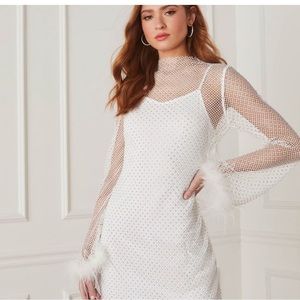 Taurus Studded Feather Cuff Mini Dress